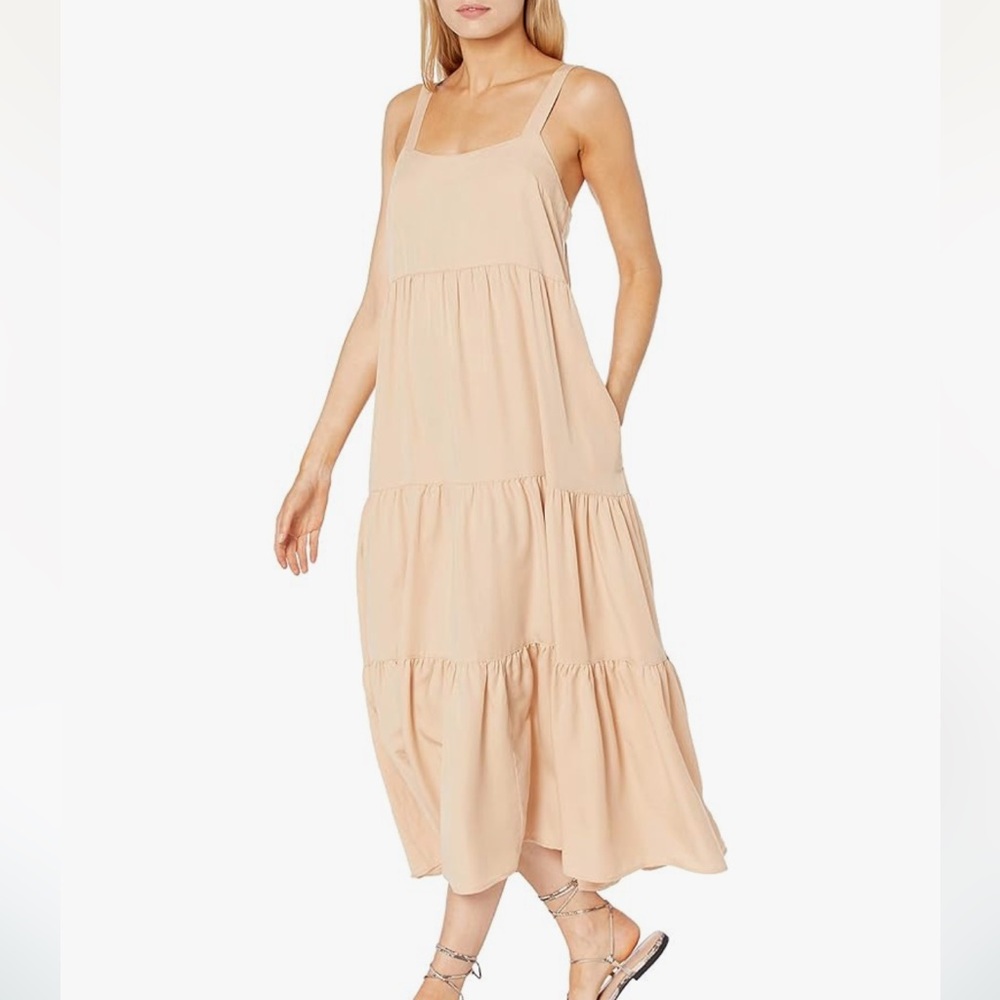 The Drop: Elegant Tan Sleeveless Dress